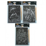 Krasplaatjes in zilver A5, mix van motieven, 24 stuks in doos