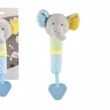 Pluchen olifant met pieper en bijtring 23 cm