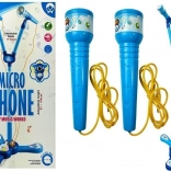 Kinder-karaokeset met dubbele microfoon op statief – blauw