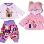 BABY born kleding voor pasgeborenen 43 cm – roze hoodie, T-shirt en patchworkbroek