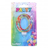 Feestkaars nummer 0 met streepjes