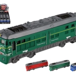 kunststof locomotief 18 cm met vliegwiel, 3 kleuren