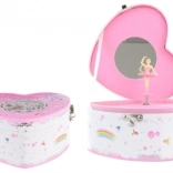 Muzikale sieradendoos met ballerina – hart, roze