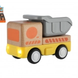 Houten vrachtwagentje met vliegwiel 11 cm