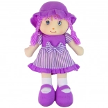 Textielen knuffelpop paars, gestreept, 50 cm