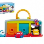 Garage voor autootjes met drie auto's en accessoires