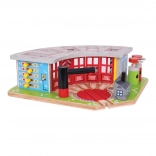 Bigjigs Rail houten depot voor 5 treinen