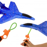 Schuimwerpvliegtuig met katapult blauw