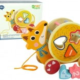 Houten trekvos met vormensorteerder en kralenlabyrint