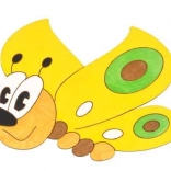 Middelgrote houten decoratie vlinder geel