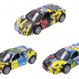 Metalen auto met graffiti 9 cm met terugtrekmotor