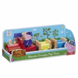 Houten treintje Peppa Pig met opa Biggetje