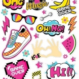 Strijkpatches OMG – groot vel 20 × 30 cm