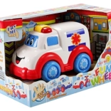 Ambulance op batterijen met licht en geluid 15 cm