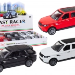 Metalen personenauto 1:36 met vliegwielaandrijving – zwart, wit, rood