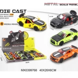 Metalen sportautootje 1:36 met openslaande deuren en pull-back aandrijving