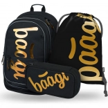 SET 3 stuks BAAGL Core Metallic Bronze: rugzak, etui, zak