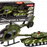 Militaire set – tank met vliegwiel en helikopter