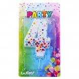 Feest taartkaars cijfer 4 met stippen