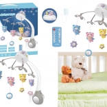 Mobiel met projector en afstandsbediening in grijze kleur