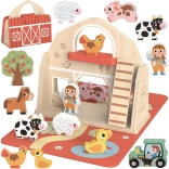 Tooky Toy Houten opvouwbare boerderij met dierenfiguren
