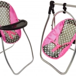 Schommel en kinderstoel voor poppen Alice met sterrenpatroon, grijs‑roze