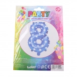 Blauwe opblaasbare ballon cijfer 8 met sterretjes