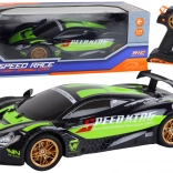 rc sportwagen 1:10 groen‑zwart met LED en 2,4 GHz