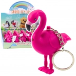 Sleutelhanger flamingo met LED en geluid roze