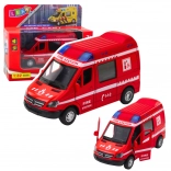 Metalen brandweerwagen 1:32 met opwind-aandrijving, licht en geluid – rood
