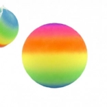 Regenboog rubberen bal 23 cm in net