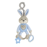 Pluchen vibrerend speeltje konijn met clip Baby Mix, blauw