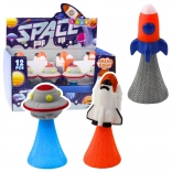 Springend ruimteschip met gekleurde lampjes 11 cm