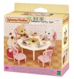 Sylvanian Families tafel, stoelen en zoetigheden – theeset voor figuurtjes