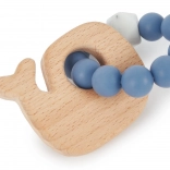 Silikonen bijtring met houten walvis Bieco