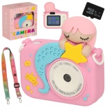 Roze digitale kindercamera met zeemeerminmotief