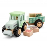 Houten tractor met aanhanger en lading