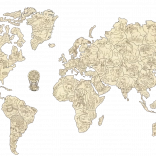 Houten wereldkaart met dieren maat M (57 × 38 cm) WOODEN CITY