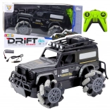 rc terrein-driftauto 1:12, zwart, 360° spins en LED
