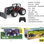 Op afstand bestuurbare tractor met bulldozerblad 1:24 rood