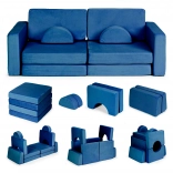 Opvouwbare modulaire kinderbank voor 2 kinderen, 10 kussens ECOTOYS – blauw