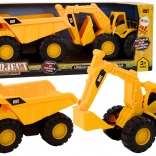 Bouwmachines set: graafmachine kiepwagen verhuizing geel