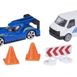 TEAMSTERZ RAPID RACERS – raceset met auto en ondersteunende bestelwagen met pylonen en barrières