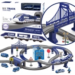 Elektrische politie-treincircuit met auto’s, 92 delen, 300 cm