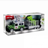 Auto met JEEP-aandrijving met dinosaurus