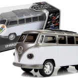 Bus met vliegwiel met batterijverlichting en geluiden – wit