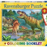 Puzzel prehistorische wereld van dinosaurussen XXL 100 stukjes + kleurboek RAVENSBURGER