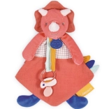 Doudou cadeau set - speeltje met fopspeenhouder dinosaurus roze