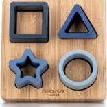 Insteekpuzzel van hout en siliconen, blauw