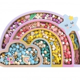 Houten pastelkleurige kralen Regenboog, 330 stuks